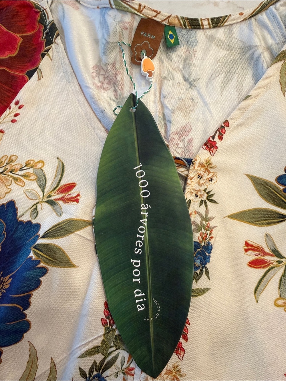 FARM Rio Cream Floral Tie-Neck Blouse with Red & Blue Blooms - Picture 5 of 11
